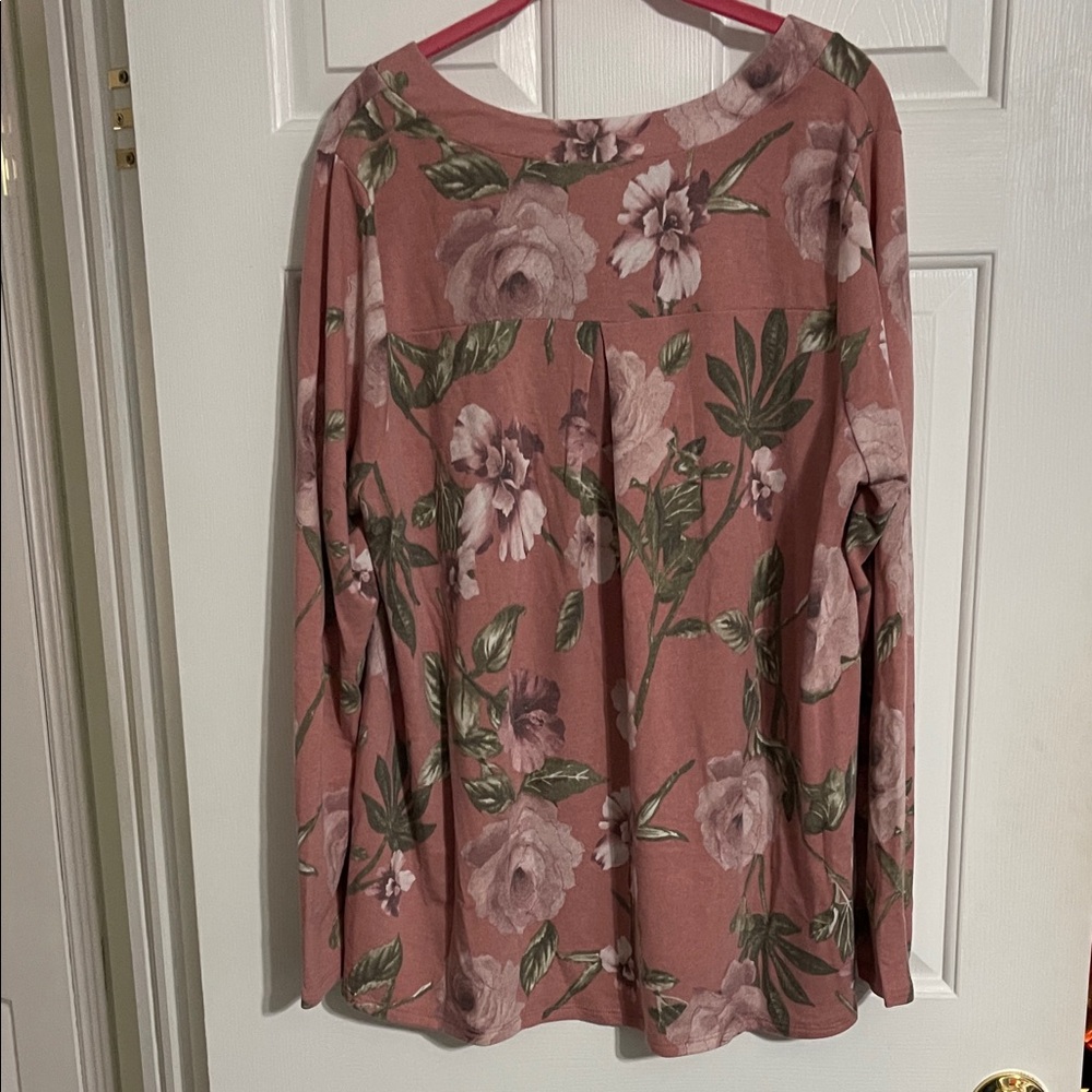 Floral V-Neck Sweater in Pink and Green - Picture 3 of 3